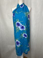 Vintage Helenas made in Hawaii women s sarong wrap dress blue floral OSFM