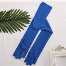 Medium Blue Gloves 45cm Stretch Matte Op ra Burlesco Pinup Retro Charm