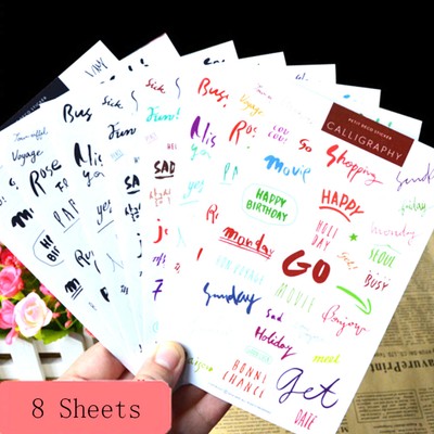 word stickers calligraphy scrapbook diary craft hand writing letters