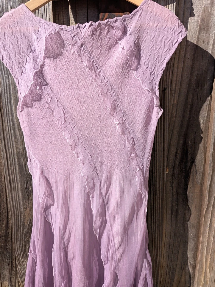 Vestido Komarov, Midi, Volantes Plisados, Púrpura, Talla M - Hecho en EE. UU., Nuevo, Sin Etiquetas Foto 4 de 4