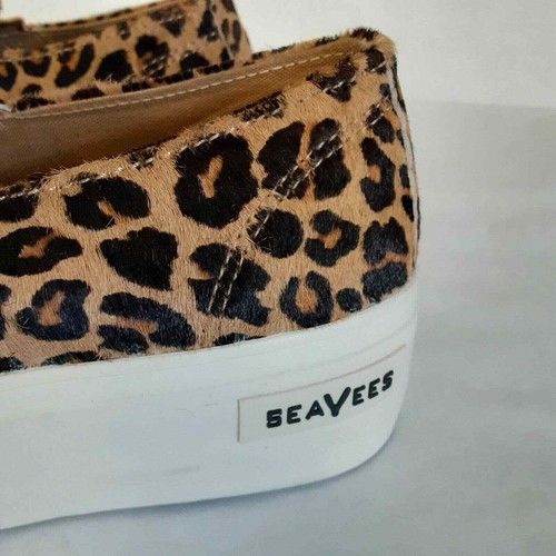 Seavees New Real Cowhide Fur Leopard Print sz 6.5 Baja Platform Shoe,Diva comfor - Picture 2 of 8