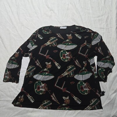 Sharon Anthony Shirt Top Long Sleeve Abstract Funky Makeup Adult Women's 24W