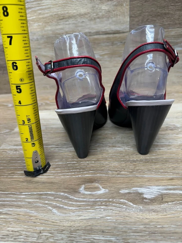 N.Y.L.A. Zapato de salón Zahara negro/rojo con tirantes para mujer talla 8,5 Foto 3 de 4