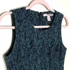 Green Brocade Vintage Look A-Line Dress w/ Pockets! Sz Small