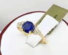 GENUINE 1.17 Cts BLUE SAPPHIRE & DIAMOND RING 10K GOLD - Free Certificate - NWT — photo 3