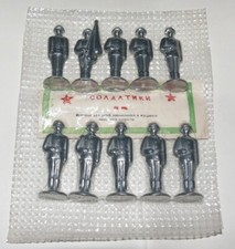 Pack of 10 Vintage Soviet USSR Children Toy Tin Soldiers