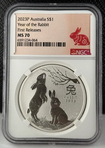 2023 P Australia Silver Lunar Year of the Rabbit NGC MS70 1oz First Releases