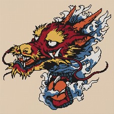 Colorful Dragon Counted Cross Stitch Chart No.8-392
