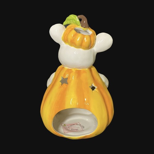 Blue Sky Goldminc Halloween Pumpkin White Mouse Tea Light Candle Holder New - Picture 5 of 7