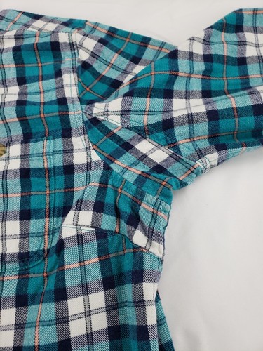Duluth Trading Co Button Up Shirt Small Womens Green Blue White Plaid Outdoors - Picture 9 of 17