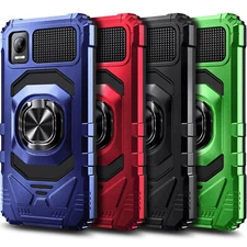 For AT&T Vista 2023 Case Shockproof Ring Stand Phone Cover with Tempered Glass