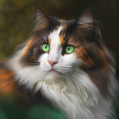 5D Diamond Painting Multi Colored Long Haired Cat Kit