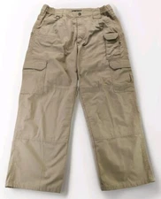 511 Tactical Pants Mens 32x27 Beige RipStop Cotton Canvas Cargo Elastic Waist