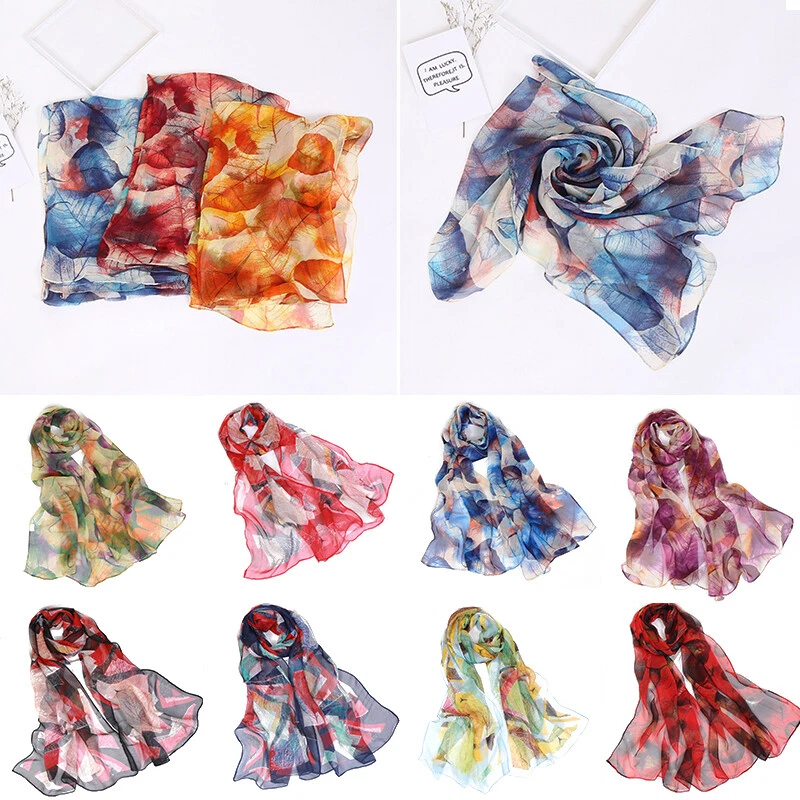 Mujeres Grande Largo Floral Mezcla Seda Pashmina Bufanda Envolvente Mantón Protector Solar Bufandas Foto 2 de 4