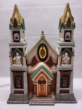 VINTAGE 1998 LEMAX "BEAUTIFUL CHRUCH" PORCELAIN LIGHTED HOUSE 