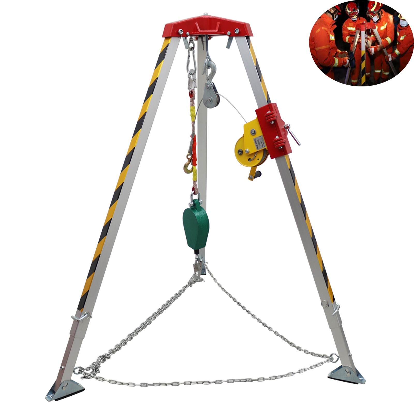 Confined Space Tripod Kit 1800lbs Winch Fall Protection with 10m Fall Protection