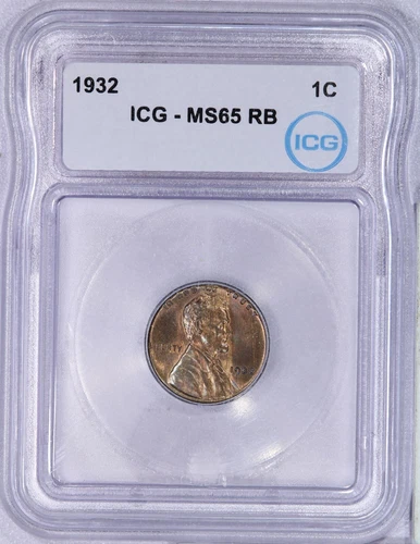 1932 Lincoln Cent 1c ICG MS65 RB