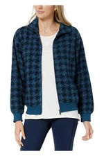 Lacey Chabert Women's Full-Zip Sherpa Jacket Deep Dive Houndstooth