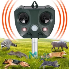 Solar Ultrasonic Animal Repellent Dog Cat Bird Skunk Deer Raccoon Pest Repeller