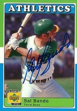 Sal Bando autographed Baseball Card Oakland Athletics 2001 Upper Deck Decade #8