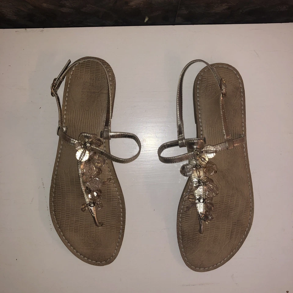 Sandalias de verano Franco Sarto plateadas gladiador con cuentas talla 10 Foto 2 de 4