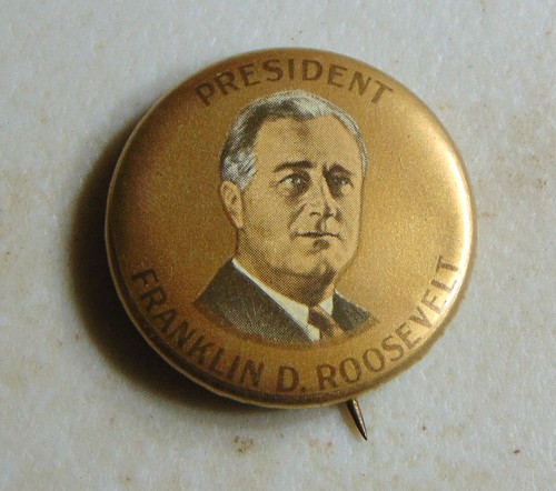 Franklin Roosevelt FDR 1936 campaign pin button political