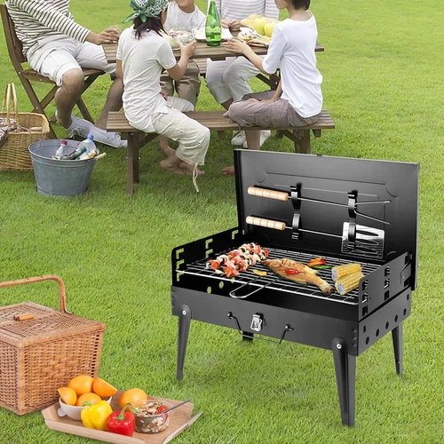 BBQ Grill Holzkohlegrill Campinggrill Klappgrill Tragbar Picknickgrill Terrasse - Bild 5 von 12