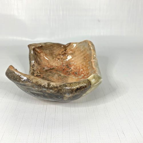 Tazón de plato de cerámica de arte de estudio abstracto irregular beige marrón tostado único en su clase - Imagen 4 de 6