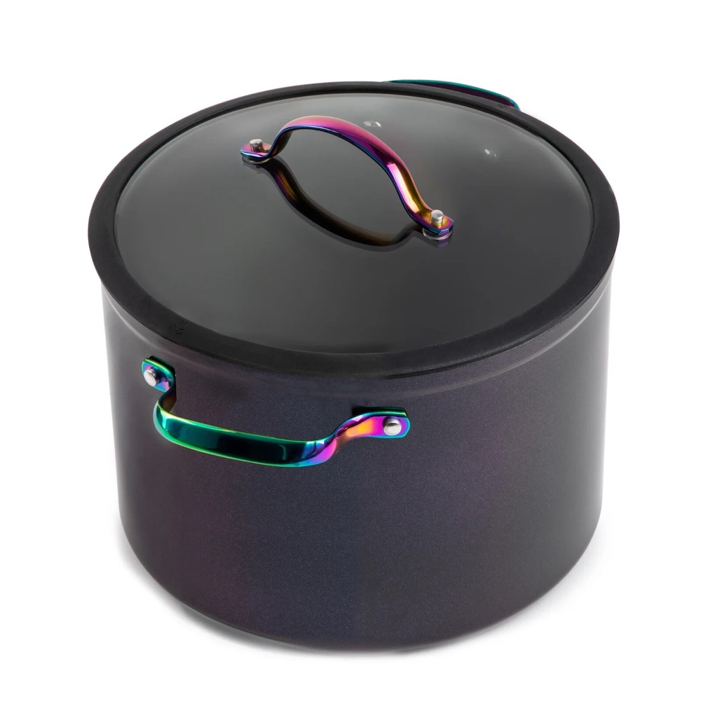 Thyme & Table Nonstick 8 Quart Stock Pot with Glass Lid, Rainbow