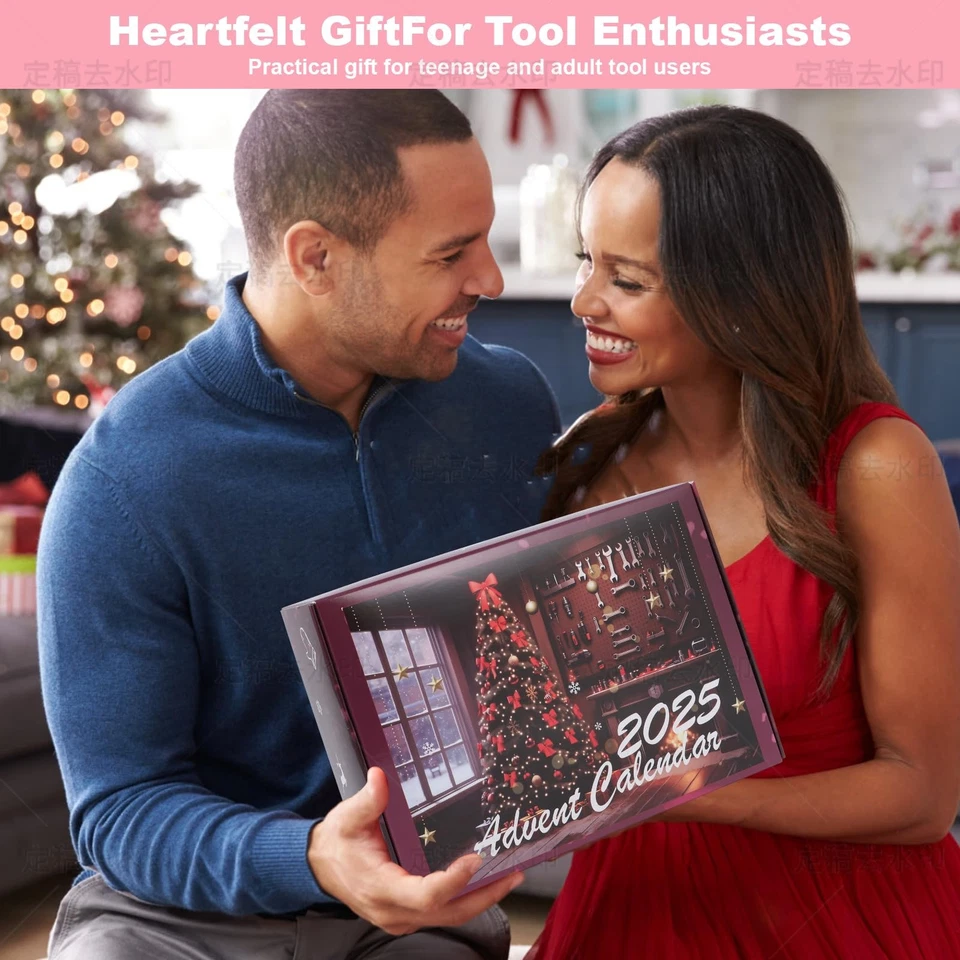 Calendario de Adviento para Hombre Mujer, Juego de Herramientas Rosa Calendario de Cuenta Regresiva de Navidad de 24 Días Foto 3 de 4