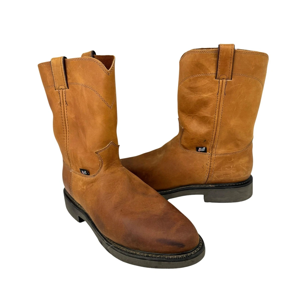 Justin 14EE Conductor Aged Bark Real Leather Rubber Sole  display picture 2