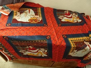 Vtg 1 yd Cranston VIP cotton fabric panel Native American Blocks Joan Messmore