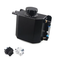 BLACK 1L Aluminum Radiator Coolant Overflow Bottle Recovery Water Tank Reservoir