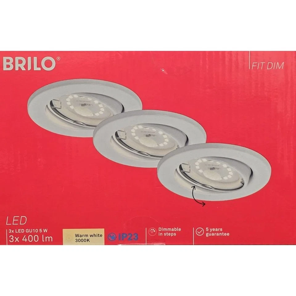 Briloner 7277-036 LED Einbauleuchten Set 3x5W Weiss GU10 Dimmschaltbar IP23 230V - Bild 1 von 2