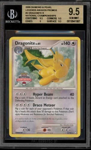 Pokemon Dragonite 2009 National Championships Legends Awakened Promo #2 BGS 9.5