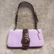Coach Soho Purple Leather  Suede Shoulder Bag, Bicolor, Used