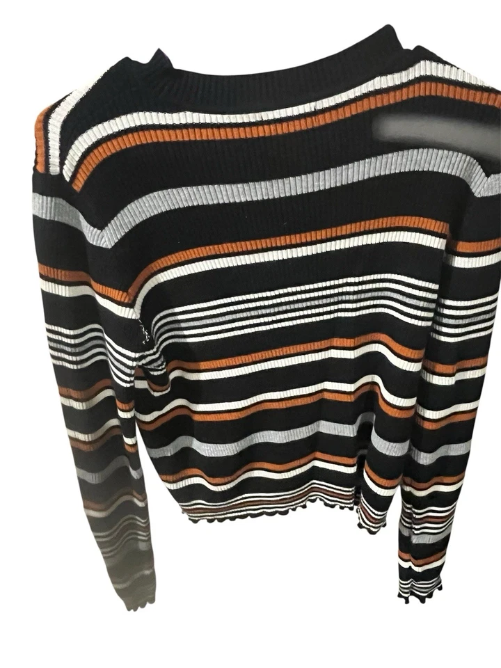 Suéter acanalado con rayas audaces manga larga talla XL BP para mujer Foto 4 de 4