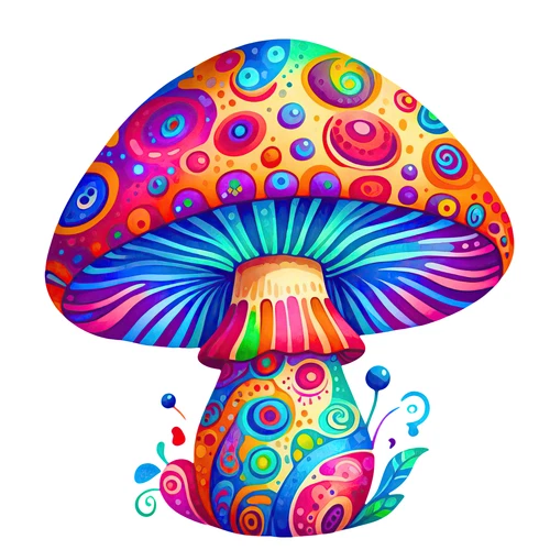 Psychedelic Magic Mushroom Groovy Trippy Self Adhesive Vinyl Sticker