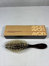 (NEW) Vtg 1986 Avon Natural Performance Flair Hair Brush 8" Brown Nylon Bristles