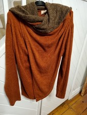 Womens Terracotta Black Pearl Hooded Wrap Cardigan One Size