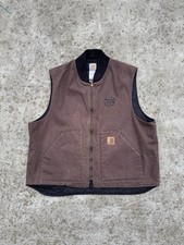 Vintage Carhartt Quilt Lined Zip Up Vest Men s 2XL Brown