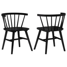 Jeffries Windsor Wood Dining Side Chair Black (Set of 2)
