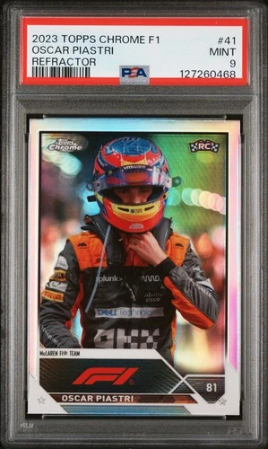 2023 TOPPS CHROME FORMULA 1 REFRACTOR #41 OSCAR PIASTRI ROOKIE RC PSA 9