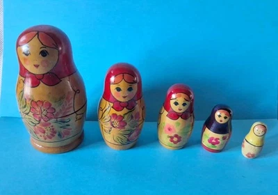 Rare Poupée Russe HT 11,5 cm 5 MATRIOCHKAS 1970 + Certificat MADE In URSS USSR - Photo 1/4