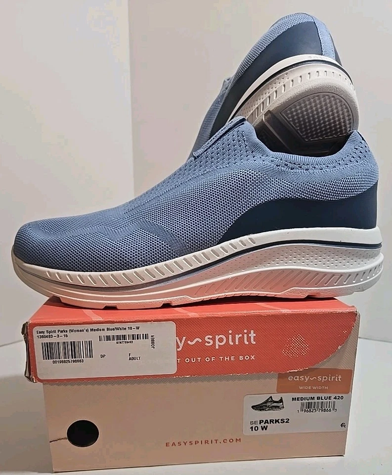 Zapatos para mujer Easy Spirit calcetín PARKS2 azul mediano sin cordones informales tejidos 10W Foto 2 de 4