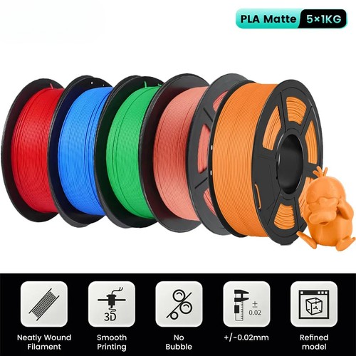 PLA Meta/ PLA Matte Filaments 5Rolls 3D Filament 1KG/roll 1.75mm 100% Filament - 第 1/42 張圖片