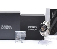 【Box】Seiko Astron 7X52-0AA0 Solar GPS Mens Watch Black Dial Gold Accent #182