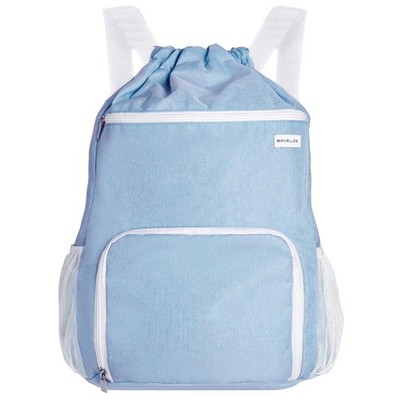 Drawstring Backpack Wet Pocket Shoe Compartment Sports Gym String Sky Blue Bag
