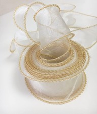 1-1/2 Inch 10 Yards Sheer Wired Organza Ribbon,Ivory Chiffon Ribbon ivory