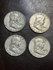 4 Ben Franklin Half Dollars 1954-1963 90% Silver Lot #3 - $2 Face